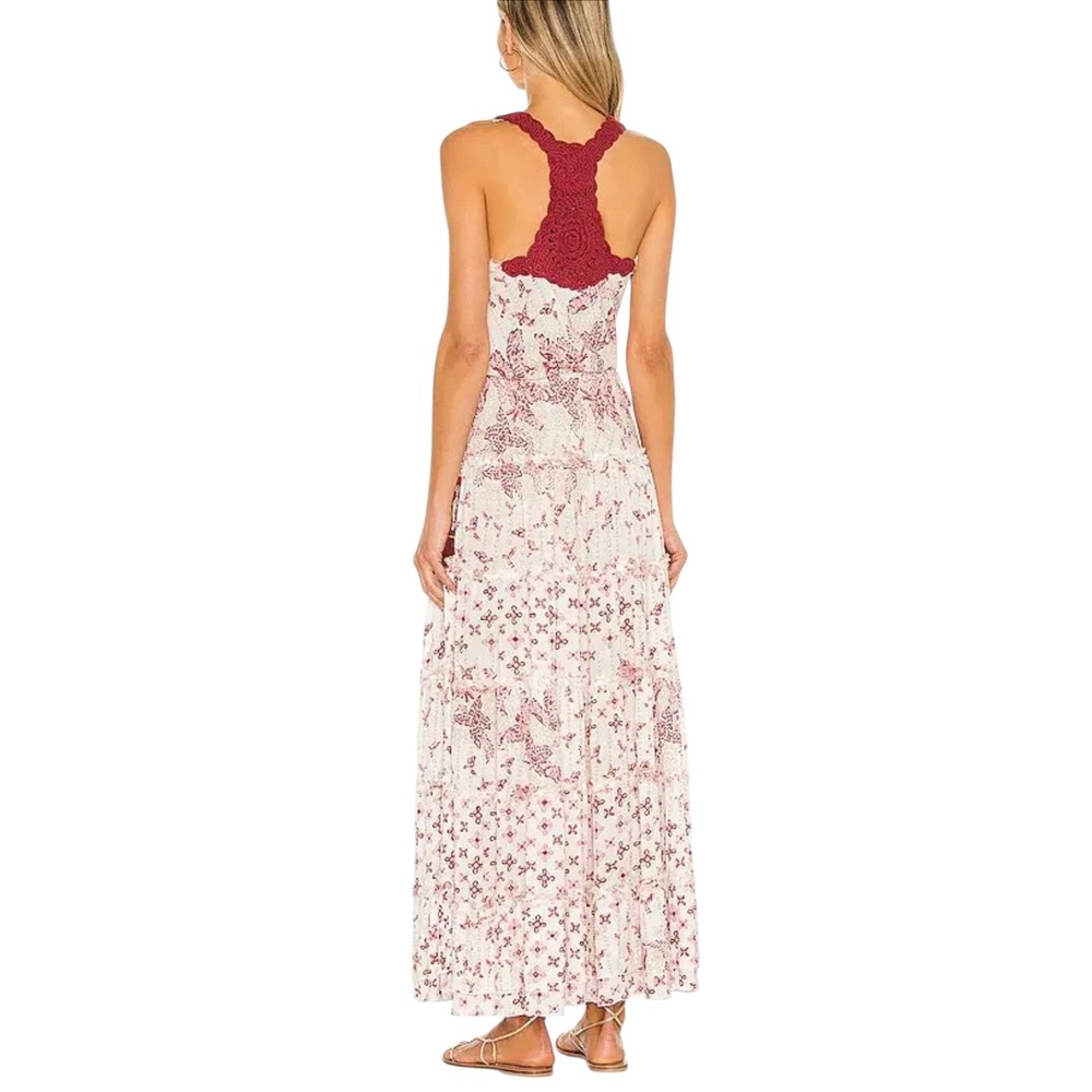 NEW Poupette St Barth Katie Floral Maxi Dress White Crochet Long Ruffled Tiered - Picture 2 of 16